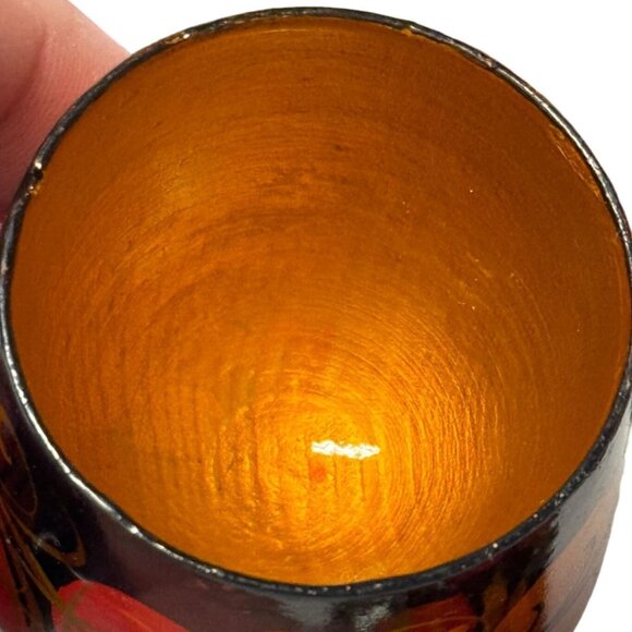 Russian Khokhloma Hand Painted Folk Art VTG 3Pc Lidded Spice Trinket Containers - Picture 8 of 13